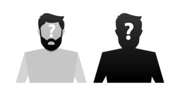 sconosciuto persona. incognito, anonimo maschio. silhouette profilo avatar. vettore illustrazione.