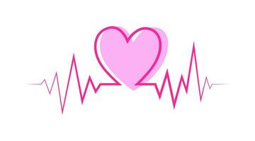 vettore rosa battito cardiaco. pulse linea. ritmo di cuore. cardiogramma isolato su bianca sfondo. amore e San Valentino giorno illustrazione. icona per medico applicazioni o sito web