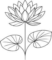 Ninfea fiore colorazione libro mano disegnato botanico primavera elementi mazzo di Ninfea linea arte, colorazione pagina, vettore schizzo, artistico semplicità scarabocchio arte, facile Ninfea fiore disegno