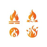 fuoco ardente isolato simbolo icona impostare, semplice grafico illustrazione. colorato fiamma dettaglio e mano disegnato vettore grafico. fuoco di bivacco bolide cartello decorazione. caldo temperatura logo Immagine.