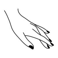 femmina mano linea arte. dolce tocco. bellissimo palma di un' donna con un' manicure. semplice vettore illustrazione isolato su bianca sfondo. minimalista lineare grafico icona.