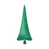 fantasia cartone animato piatto verde pino albero. astratto foresta, parco o giardino pianta. luminosa stilizzato clipart. carino vettore illustrazione isolato su bianca sfondo. elemento per di stagione grafico design.