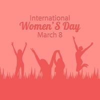 internazionale Da donna giorno è celebre ogni anno su marzo 8. saluto carta manifesto design con donna silhouette nel rosa colore. vettore illustrazione
