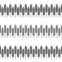 Grano orecchie frontiere. orizzontale Grano, orzo e segale telaio senza soluzione di continuità modello spazzole. elementi per birra, pane e forno, Farina Prodotto involucro pacchetto. vettore impostato