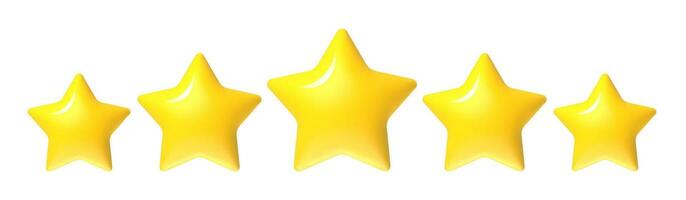 cinque stelle cliente Prodotto valutazione. giallo oro 5 stella rango, utente risposta valutazione. cliente soddisfazione revisione, premio Prodotto qualità vettore 3d icone