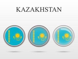 bandiera del kazakistan a forma di cerchio vettore