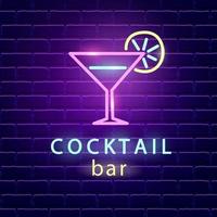 logo neon cocktail bar vettore