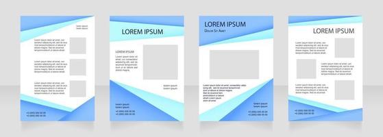 design moderno minimale blu vuoto brochure layout. informazioni logistiche. modello di poster verticale impostato con copia spazio vuoto per il testo. raccolta di report aziendali predefiniti. pagine di carta modificabili per volantini vettore