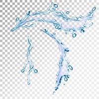 spruzzata di acqua blu realistico con gocce, illustrazione vettoriale
