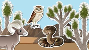 disegno in miniatura con animali del deserto vettore