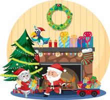 caminetto con decorazioni natalizie vettore