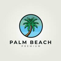palma spiaggia logo vettore Vintage ▾ illustrazione disegno, cartello e simbolo di spiaggia e campo su il spiaggia