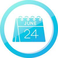 24 di giugno solido blu pendenza icona vettore