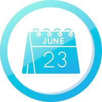 23 di giugno solido blu pendenza icona vettore