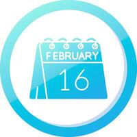 16 ° di febbraio solido blu pendenza icona vettore