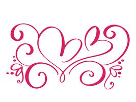 Vector il giorno di San Valentino dei cuori d&#39;annata di calligrafia flourish