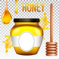 Banca 3d realistica di miele. Illustrazione vettoriale