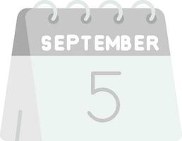 5 ° di settembre grigio scala icona vettore