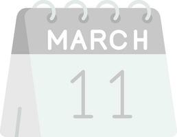11 ° di marzo grigio scala icona vettore