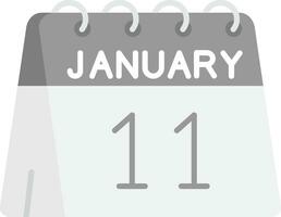 11 ° di gennaio grigio scala icona vettore