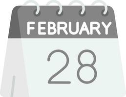 28th di febbraio grigio scala icona vettore