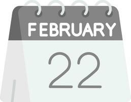 22 di febbraio grigio scala icona vettore