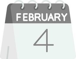 4 ° di febbraio grigio scala icona vettore