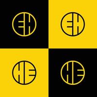 semplice eh e lui lettera cerchio logo impostare, adatto per attività commerciale con eh e lui iniziale. vettore