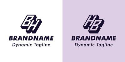 lettere bh e hb 3d monogramma logo, adatto per attività commerciale con bh o hb iniziali vettore