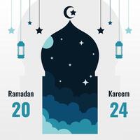 islamico Ramadan carta e bandiera design modello. Ramadan kareem design. Ramadan saluto carta vettore