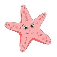 mare stella cartone animato clipart. stella marina colore vettore illustrazione.