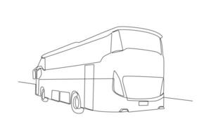 continuo uno linea disegno moderno autobus. terra mezzi di trasporto concetto. scarabocchio vettore illustrazione.