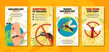 malaria giorno sociale media storie piatto cartone animato mano disegnato modelli sfondo illustrazione vettore