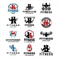 impostato di fitness centro logo . sport e fitness logo design . Palestra logo icona design vettore scorta, fitness idea logo design ispirazione