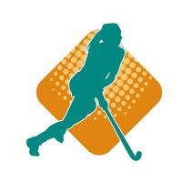silhouette di femmina campo hockey atleta nel azione. silhouette di un' donna giocando campo hockey sport. vettore