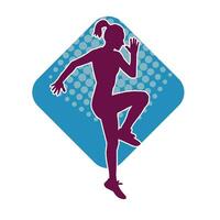 silhouette di un' donna fare aerobico muoversi. silhouette di un' Palestra sportivo persona fare allenamento. vettore