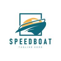 velocità barca logo disegno, illustrazione di un' gli sport barca modello, semplice moderno veloce barca marca vettore