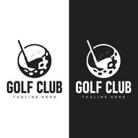 golf club logo design e all'aperto sport vettore golf bastone e palla modello illustrazione