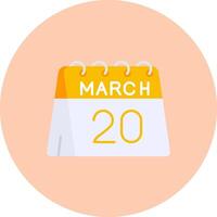20 di marzo piatto cerchio icona vettore