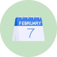 7 ° di febbraio piatto cerchio icona vettore