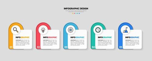 moderno attività commerciale Infografica modello con 5 opzioni o passaggi icone. vettore