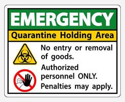 quarantena di emergenza che tiene il segno dell'area isolato su sfondo bianco, illustrazione vettoriale eps.10