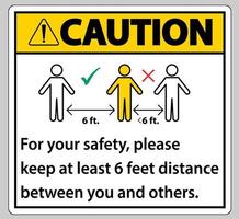 attenzione mantenere una distanza di 6 piedi, per la tua sicurezza, ti preghiamo di mantenere una distanza di almeno 6 piedi tra te e gli altri. vettore