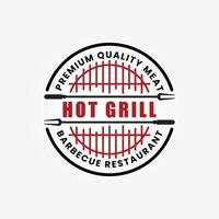 caldo griglia e barbecue logo vettore illustrazione