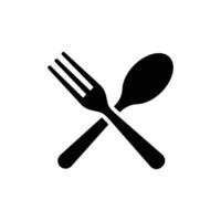 cucchiaio e forchetta, mangiare, ristorante, simbolo icona vettore
