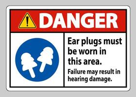 I tappi per le orecchie con segnale di pericolo devono essere indossati in quest'area, il fallimento può causare danni all'udito vettore