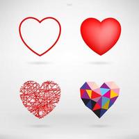 segno e simbolo del cuore per san valentino. a forma di cuore per carta decorativa, sito Web, modello di progettazione, cartolina, pubblicità, applicazione mobile. vettore. vettore