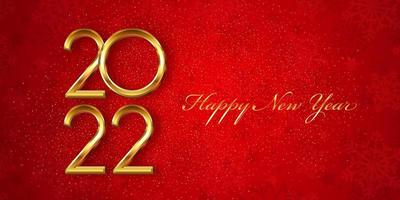 banner di felice anno nuovo rosso e oro vettore