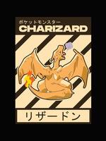 Stampa charizard Marrone vettore