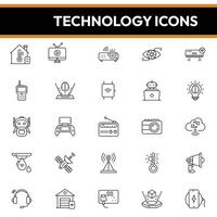 tecnologia icone, tecnologia linea icone vettore